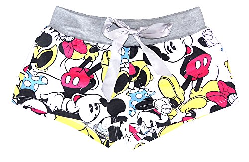 Disney Mickey & Minnie Mouse HUGS Womens Pajama Boxer Short Pant - White