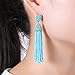 NLCAC Women's Beaded tassel earrings Long Fringe Drop Earrings Dangle Turquoise