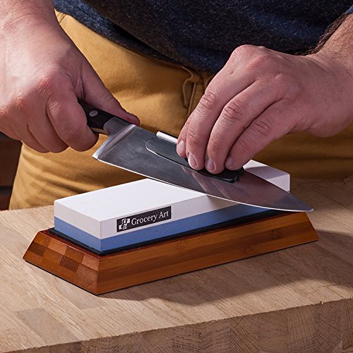 Whetstone Knife Sharpening Stone | Waterstone Knife Sharpener 1000-6000 Grit with Non-Slip Bamboo Base and Angle Guide | Best Wet Stone Kitchen Knives Sharpening Kit