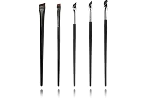 5 Pcs Eyeliner Brush Fine Set，Ultra Thin Fine Point Angled Brushes for Detailed Eyeshadow Eyeliner and Crease Definition, Pro