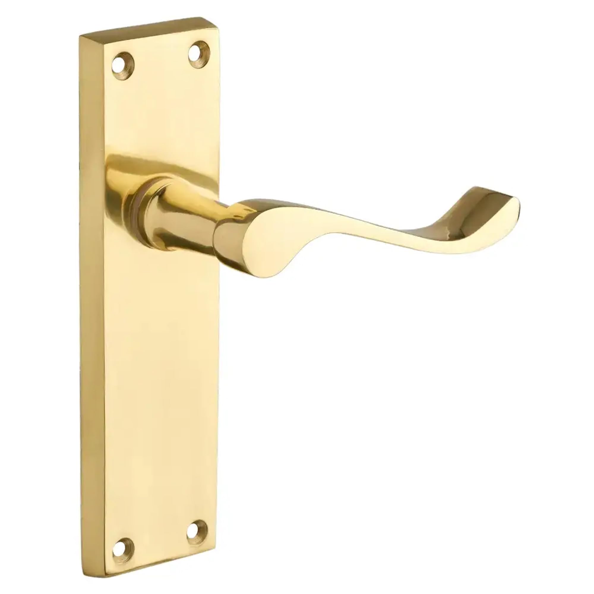 Designer Levers - Victorian Scroll Lever Door Handles - Polished Brass - 1 Pair - Latch Door Handle - Interior Use - Long Latch