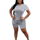 TOPONSKY Womens 2 Piece Sports Outfit Tracksuit Shirt Shorts Jogger Bodycon Sets