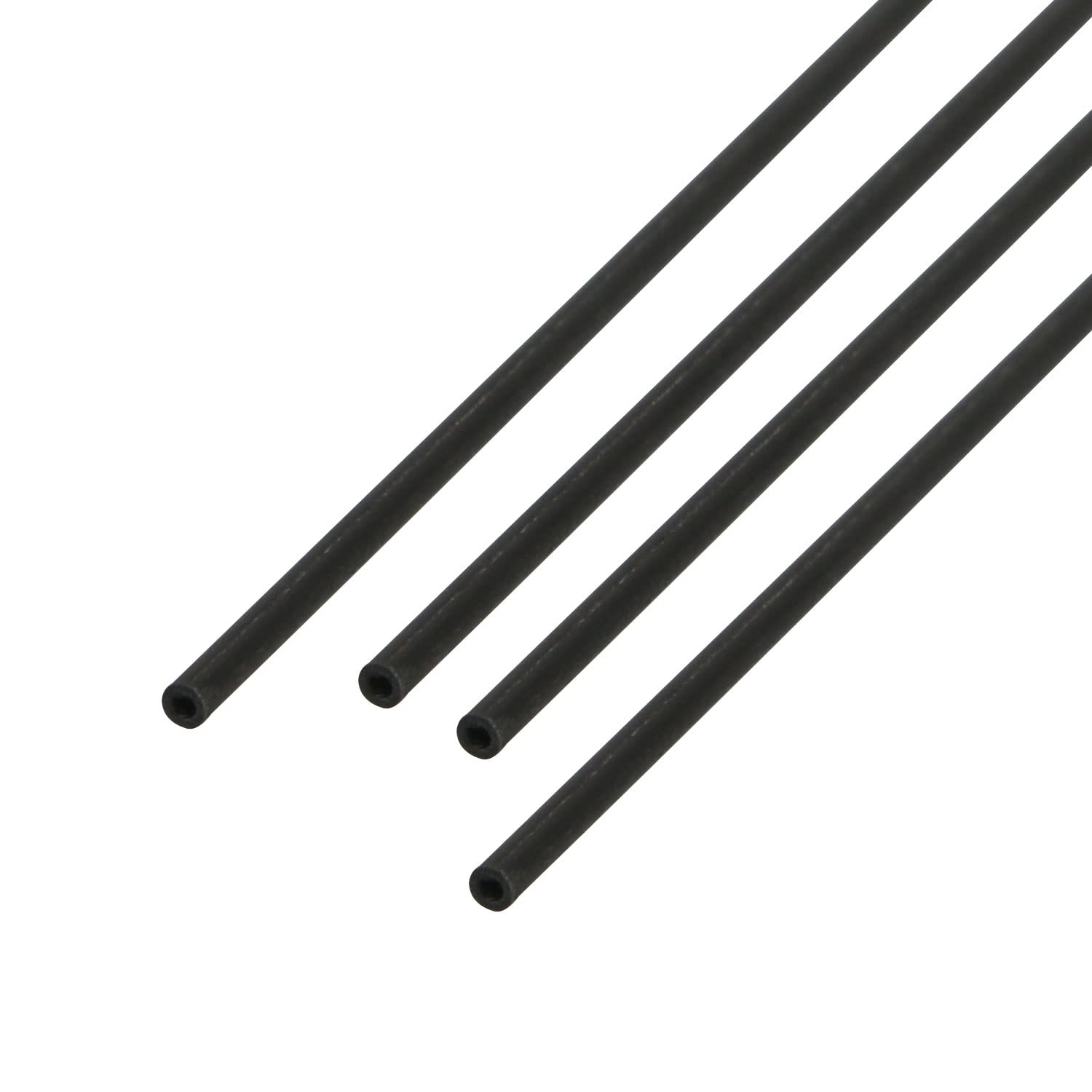 Ohamtes 4Pcs OD 2mm ID 1mm Carbon Fiber Tube, Hollow Frosted Tube Length 200mm, Used for Kite, Remote Control Aircraft, DIY Article Frame or Support Rod