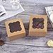 25 Pack Brown Bakery Box with Window 4x4x2.5 inch Eco-Friendly Paper Board Gift Packaging Boxes for Pastries, Cookies, Small Cakes, Pie, Cupcakes (Brown, 25)