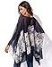 DJT Women's Floral Printed Chiffon Caftan Poncho Tunic Top One Size Blue Floral