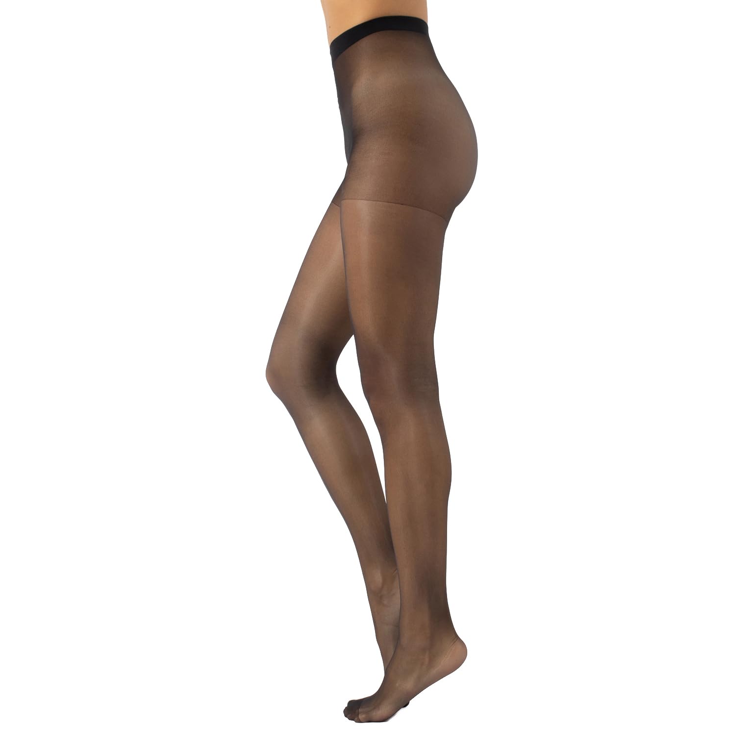 CALZITALY Sheer Summer Tights | Refreshing and Invisible Pantyhose | Skin, Black | S, M, L, XL | 7 DEN | Made in Italy (L, Black)