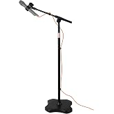 Mic Stand Floor with Boom Arm Microphone Stand with Heavy Weighted Base, Adjustable Height 25" to 69", Music Stand with Mic Holder, Cable Clips for Performance, Podcast, Recording Studio, Karaoke