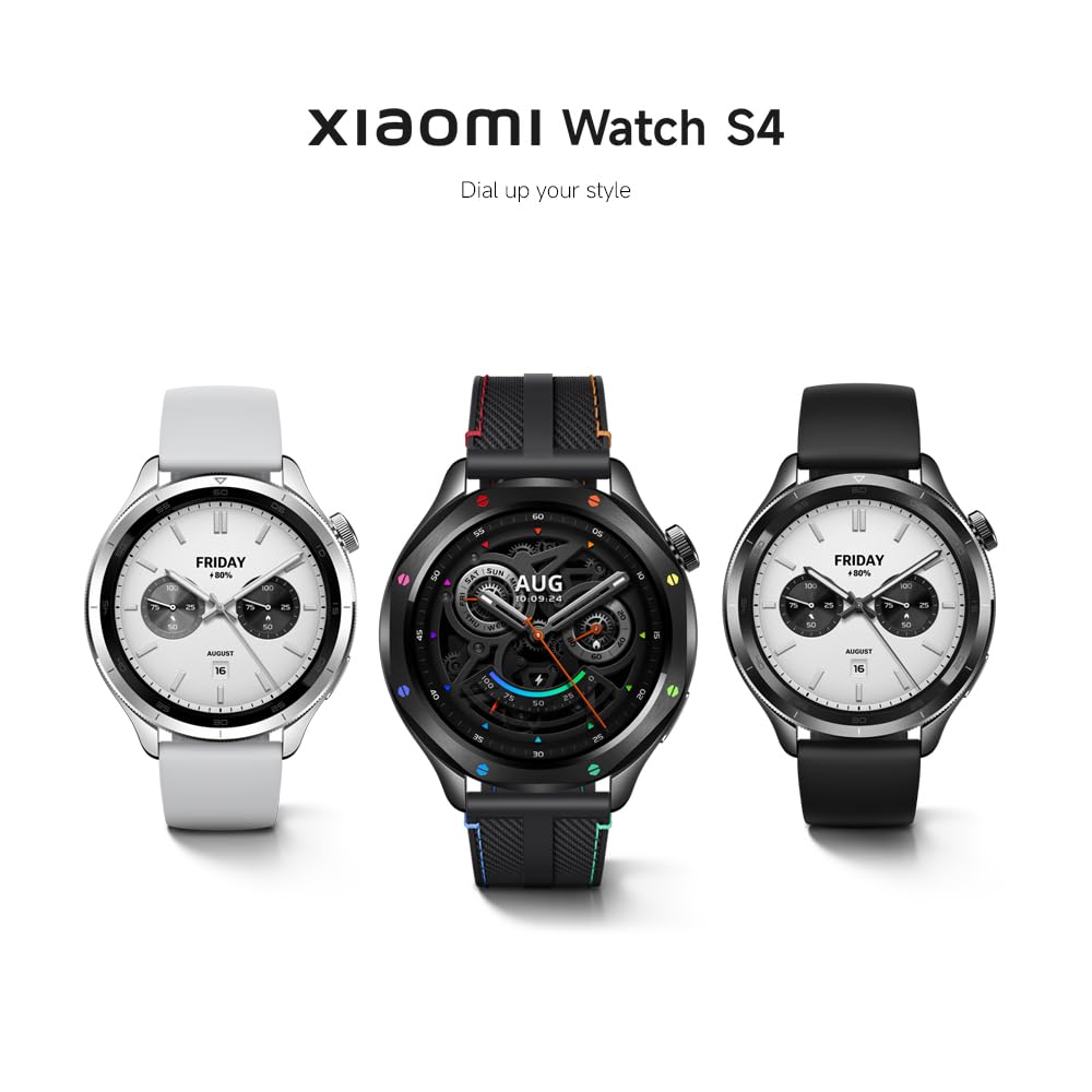 XIAOMI Watch S4 Smartwatch, Running Watch, Fitness Tracker, 1.43 AMOLED, 15 days battery life, Bluetooth calling, 150+ sports modes, dual-band GPS, NFC, Android & iOS, Black