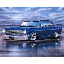 Amazon Com 1963 64 Chevy Ii Nova 2 Door Hardtop Classic Car Art Print Blue 11x14 Poster Posters Prints