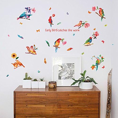 Lichi Watercolor birds Parrots Wall Sticker for Home Decor - Early Birds - Image 4