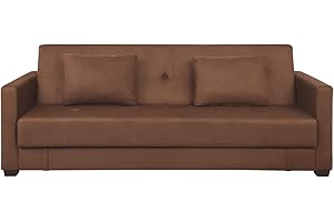 Pearington Mia Sofa Bed- Microfiber, Multi Position Bedroom, Living Room, or Office Futon Couch Sleeper and Lounger with Extra Storage under Bottom Cushion, Mocha