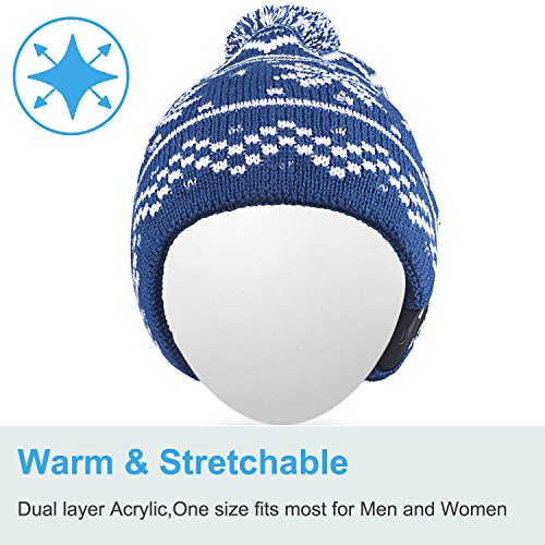 Rotibox LED String Light Up Beanie Hat Knit Cap with Copper Wire Colorful Lights 18 LEDs for Men Women Indoor and Outdoor, Festival, Holiday, Celebration, Parties, Bar, Blue
