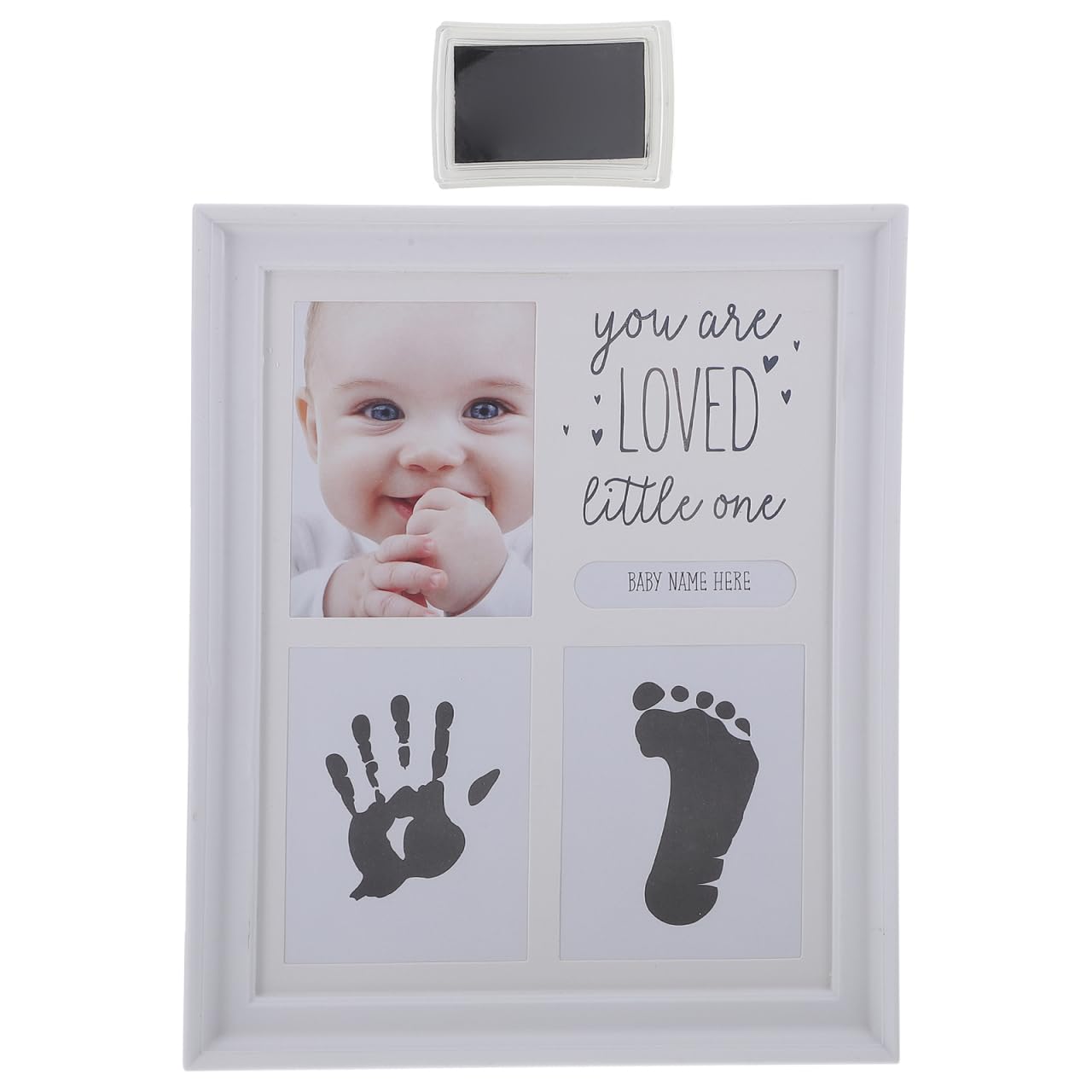 Toyvian Hand and Footprint Kit Handprint Picture Frame for Newborn Shower Decorations Diy White Footprint Keepsake Frame Prints for Shower