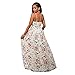 Women's Spaghetti Strap Floral Print Maxi Dress Overlay Rompers Jumpsuit Playsuit, Large