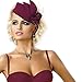 Lawliet Wine Red Women Fascinator Pillbox Felt Wool Hat Formal Dress Flower Veil A131