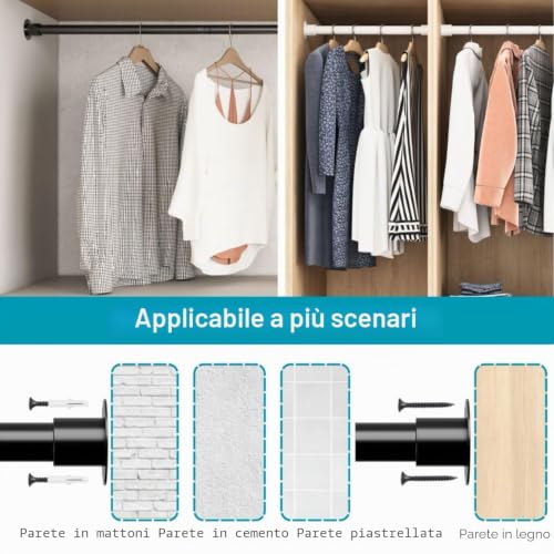 Clothes Hanging Rail, Clothes Rail Extendable Clothes Rail for Bedroom Window Showers 65-110cm Diameter 32mm White