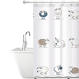 Tatkraft Funny Sheep Fabric Shower Curtain Liner with 12 Rings 100% Waterproof 180X180 cm