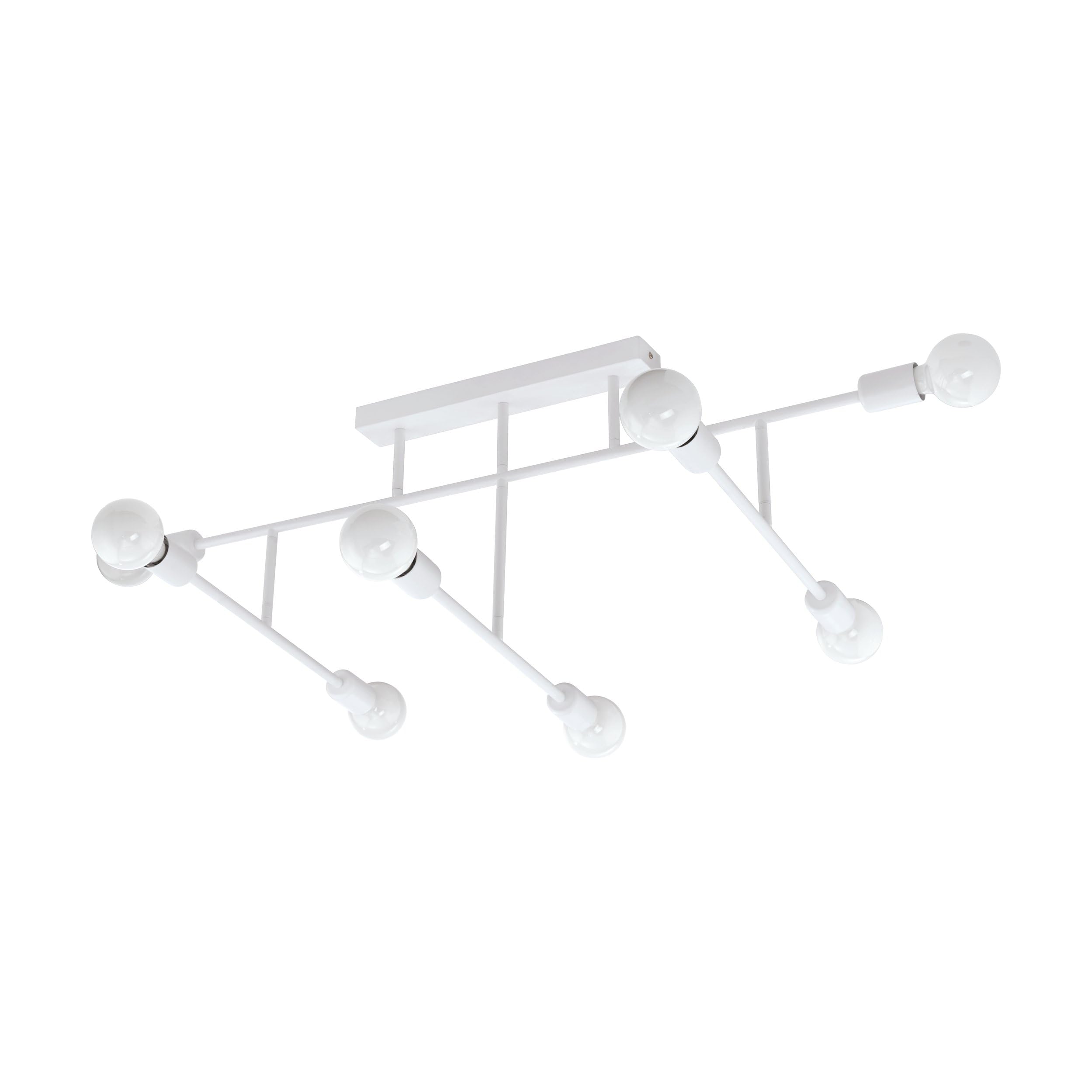 EGLO Belsiana Ceiling Light, 8-Bulb Modern Ceiling Light, Metal Ceiling Spotlight, Living Room Lamp in White, Kitchen Lamp, Hallway Lamp Ceiling with E27 Socket, L 118 cm
