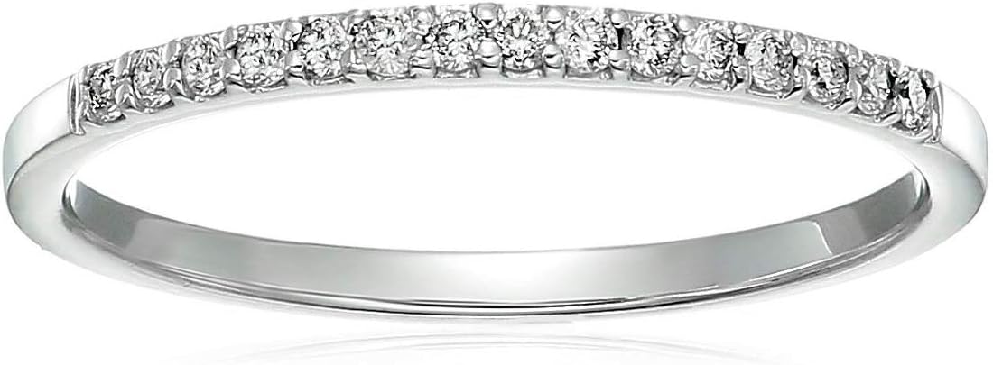 VIR JEWELS1/8 cttw Diamond Wedding Anniversary Band for Women, Round Diamond Engagement Ring 10K White Gold Prong Set 0.125 cttw, Size 3.5-10