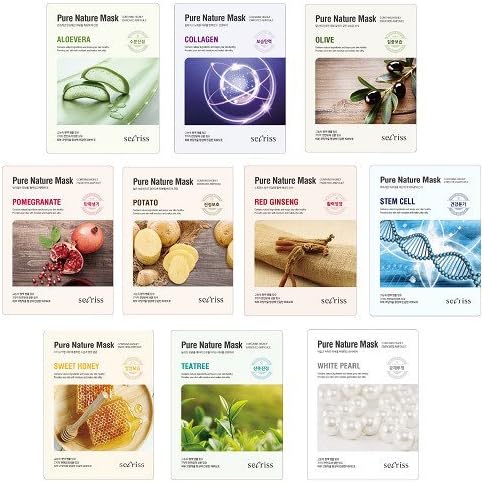 Secriss Korea - Pure Nature Mask Full Face Facial Mask Sheet 25ml 10 Combo Pack
