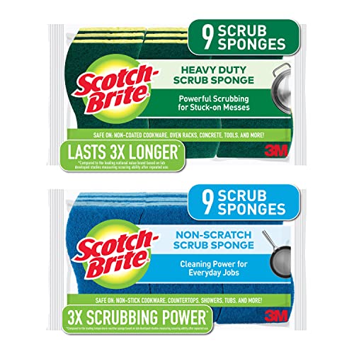 ScotchBrite NonScratch Scrub Sponges, 9 Pack + ScotchBrite Heavy