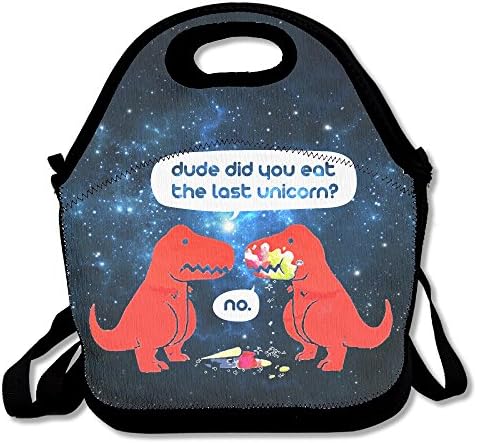 The Dude You Eat The Last Unicorn T-Shirt Dinosaurs Clothing Files Large & Thick Insulated Tote Lunch Tote Bag With Containers Lunch Bag For Men Women Kids Art Of Lunch