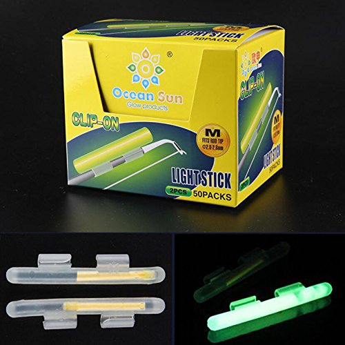QualyQualy Clip On! Fishing Glow Sticks for Pole, Dry Type Green