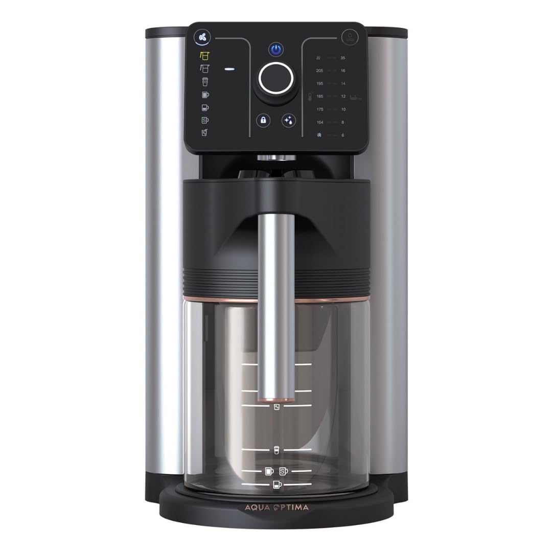 Photo 1 of Aqua Optima Aurora 10 Cup Drip Coffee Maker & Coffee Machine, SCA Certified, WQA Certified, Built in Water Filtration, Glass Carafe, Hot Water Dispenser for Tea and Cooking, Stainless/Black