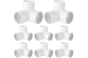 YOUNTHYE 8 Pack 3-Way PVC Fittings - 1-1/2 inch Corner Connectors for PVC Pipe Furniture, Greenhouse, Shed