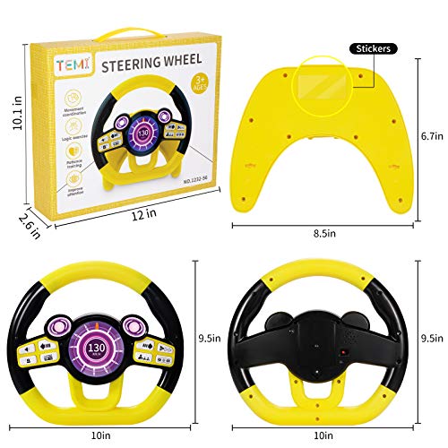 TEMI Baby Toys,Steering Wheel Car Seat Toys with Light and Music, Pretend Driving,Learning