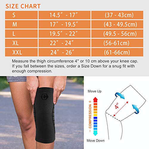 CAMBIVO 2 Pack Knee Brace, Knee Compression Sleeve Support for Men and