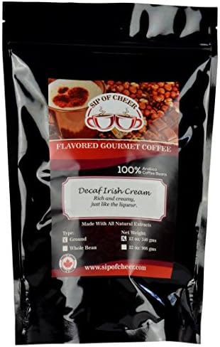 Decaf Irish Cream Flavored Ground Coffee, Swiss Water Process Decaffeinated, 12 Ounce Bag