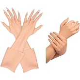 LCUPPON Realistic Skin Long Silicone Glove Women | 100% silicone, Use for Scar covering camouflage,hand and arm bites,film props,male or female transvestites,shows,photography