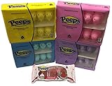 Peeps Candy Variety Pack (With Extra 3 Pc. Red Velvet Dipped) - Yellow, Pink, Blue, & Purple (10 Ct. Each Color) (43 Ct. Total)