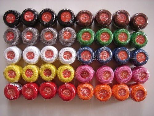 Lot 40 Balls Basic Colors of Size 8 Perle/pearl Cotton Threads for Crochet, Hardanger, Cross Stitch, Needlepoint Hand Embroidery.