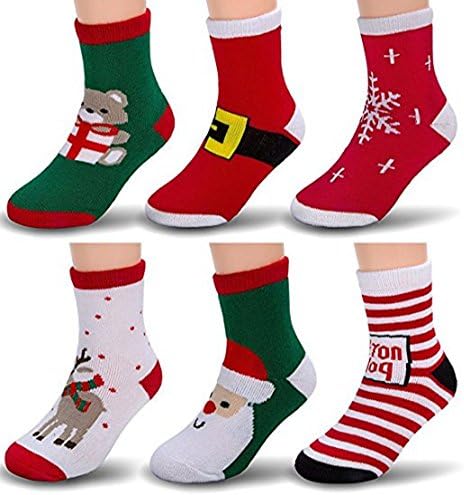 6 Pairs Christmas Children's Winter Warm Wool Socks For Kids Boys Girls Random Color (1-3years)