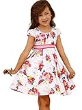 Bonny Billy Big Girl's Cap Sleeve Printed Woven Cotton Swing Skirt Dress