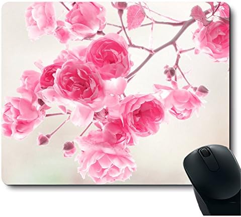 Pretty Pink Flowers Decorate Mouse Pad Great Gift Idea