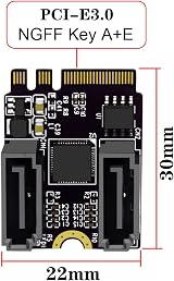 NFHK NGFF Key A+E to SATA 3.0 6Gbps Dual Ports Adapter Card JMB582 view 2