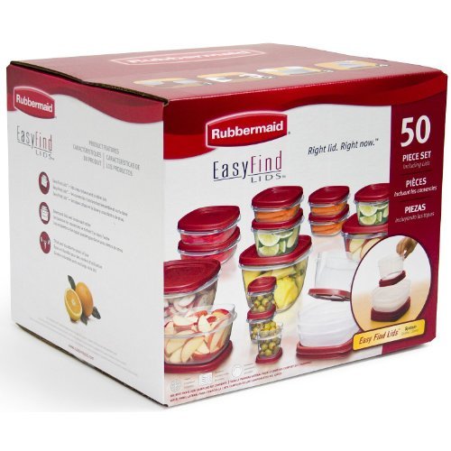Rubbermaid Easy Find Lids Food Storage Containers, Racer Red, 50 Piece Set B002RSO2PW
