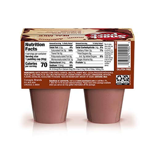 Snack Pack SugarFree Chocolate Pudding Cups, 4 Count, 12 Pack Pricepulse