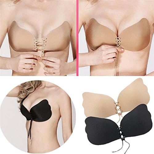 Lxbin Sexy Ladies Nubra Invisible Sticky Bra Shape cleavage Strapless Brasier Silicone Bandeau Push Up Bra Beige B
