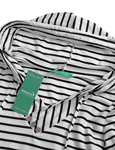 image for Kimmery Striped Dresses for Women, Knee Length Kangaroo Pocket White A