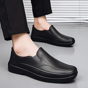 Men's Slip On Work Shoes Waterproof Non Slip Lightweight Safety Loafers | Waterproof Upper Oil Resistant Outsole, Elastic Sho