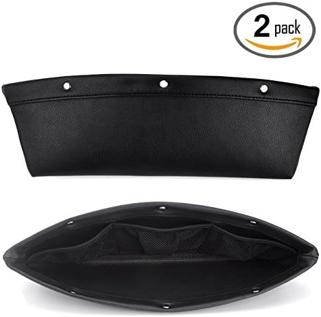 Car Pocket Organizer, Premium PU Leather Durable Adjustable Width Console Gap Filler for Car Interior Accessories Set of 2