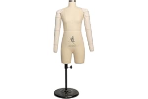 lavandeform Half Scale Dress Form with Arms (Not Adult Full Size) Tailor Female Mannequin Torso for Sewing Fully Pinable Dressmaker Dummy,1/2 Trouser Pattern Making Model (Flexible Arms Beige)