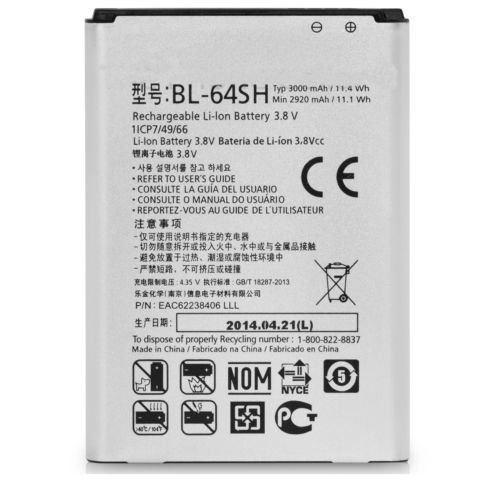 Battery For LG LS740 Volt Standard Replacement Battery (3000 mAh) BL-64SH