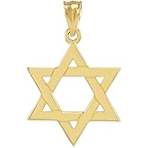 Solid 10k Yellow Gold Traditional Jewish Star of David Charm Pendant