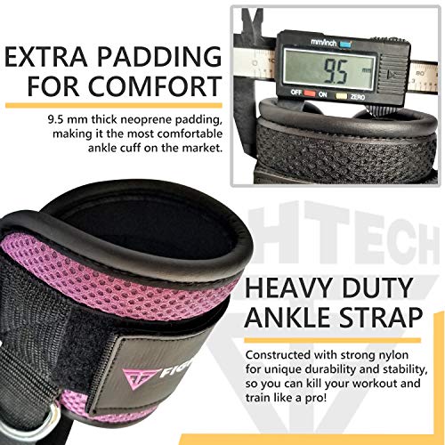 FIGHTECH Ankle Straps Cable Machine Attachment for Gym - Cable Kickback Ankle Straps - Padded Ankle Cuffs for Glute Kickbacks and Leg Workouts - Thumbnail 3