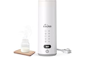 KNOIER Baby Bottle Warmer, 120V Portable Bottle Warmer for Travel, Electric Baby Formula Water Kettle, 5 Accurate Temperatures Contro, with Instant Breastmilk Function, for Journey On The Go